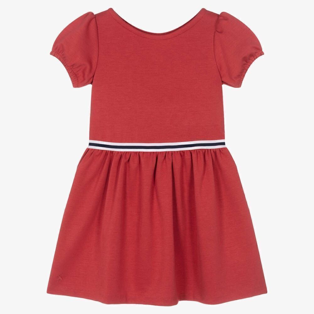 Ralph Lauren Baby Girl Red Cotton Jersey Dress Size 12M